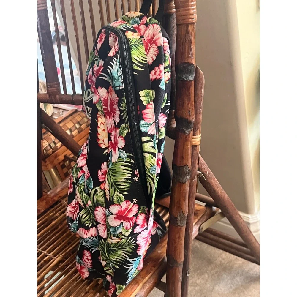 Vans 'Off The Wall' Realm Tropical Backpack Hawaiian Kawaii Black Floral